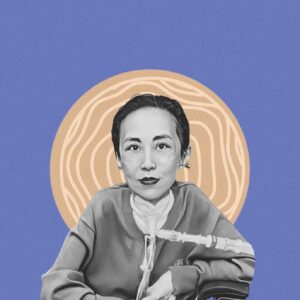 A digital portrait of Alice Wong by artist Jen White Johnson